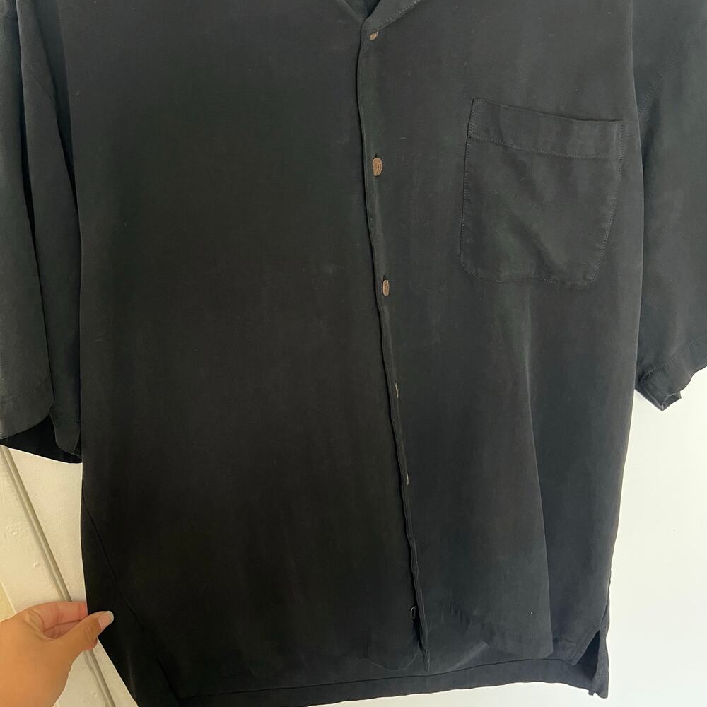 Tommy Bahama Silk Paradise Plunder Black Camp Shirt Pirate Embroidered Coastal - Picture 7 of 13